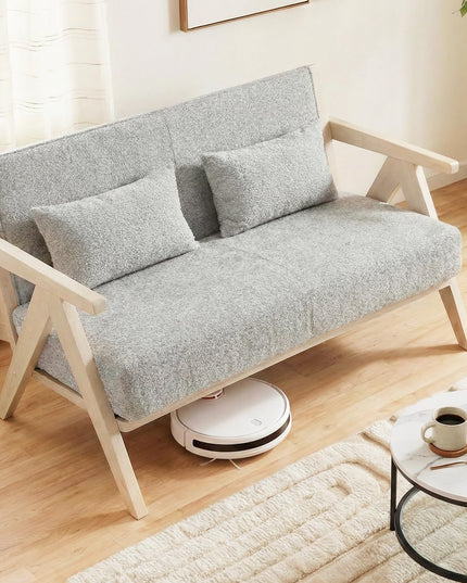 Giantex Loveseat Sofa for Small Spaces Soft Chenille Fabric Armchair with Throw Pillows