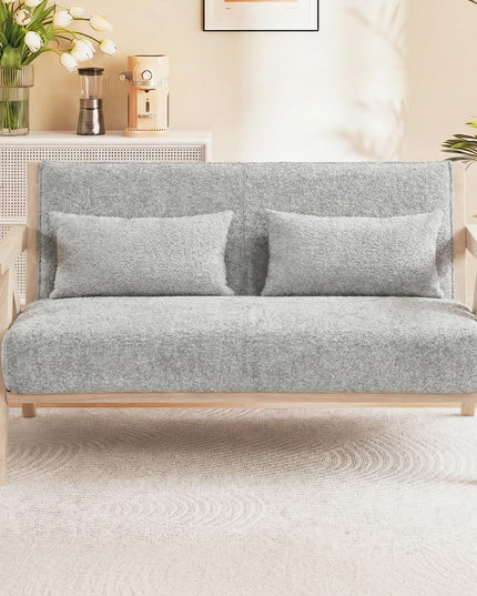 Giantex Loveseat Sofa for Small Spaces Soft Chenille Fabric Armchair with Throw Pillows