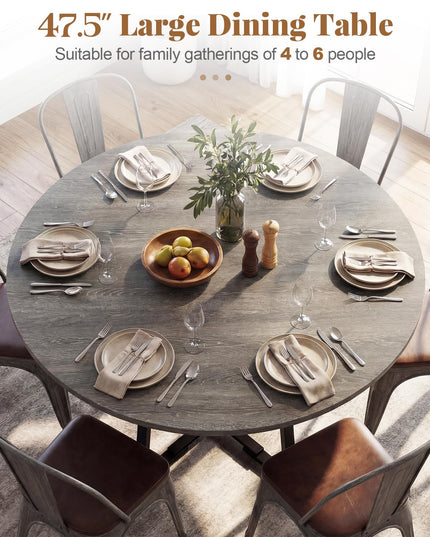 Table à manger ronde Giantex 47,5" pour 4 à 6 personnes avec étagère de rangement et pied en métal