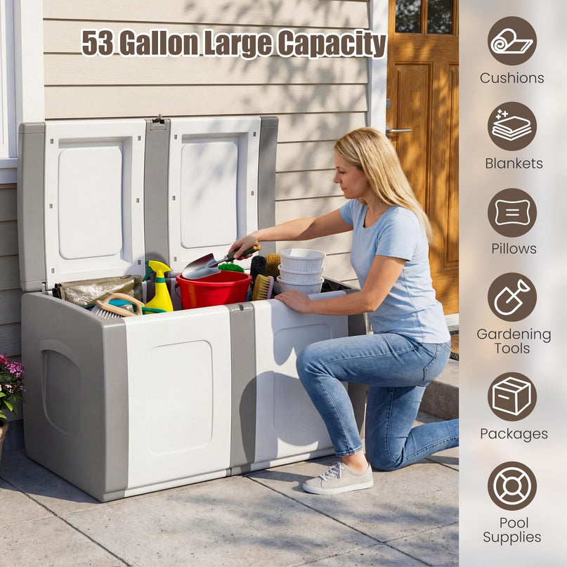 Giantex Outdoor Deck Box 53 Gallon Patio Container with Lockable Lid