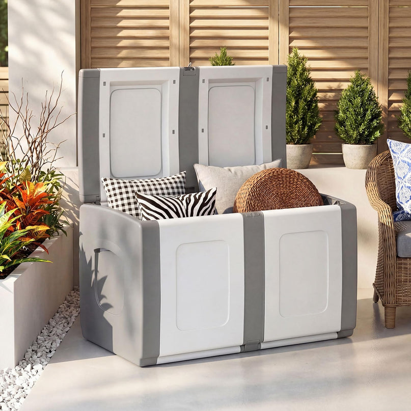Giantex Outdoor Deck Box 53 Gallon Patio Container with Lockable Lid