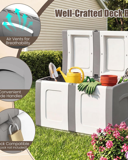 Giantex Outdoor Deck Box 53 Gallon Patio Container with Lockable Lid