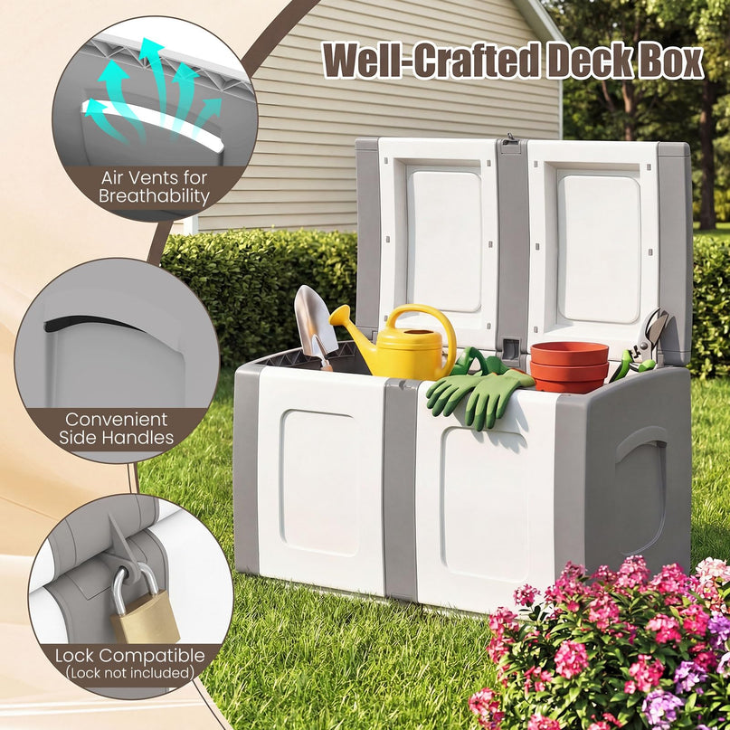 Giantex Outdoor Deck Box 53 Gallon Patio Container with Lockable Lid