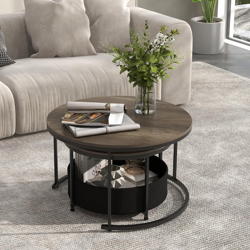Giantex Nesting Table Set of 2 Small Wood Nesting Tables for Living Room Bedroom