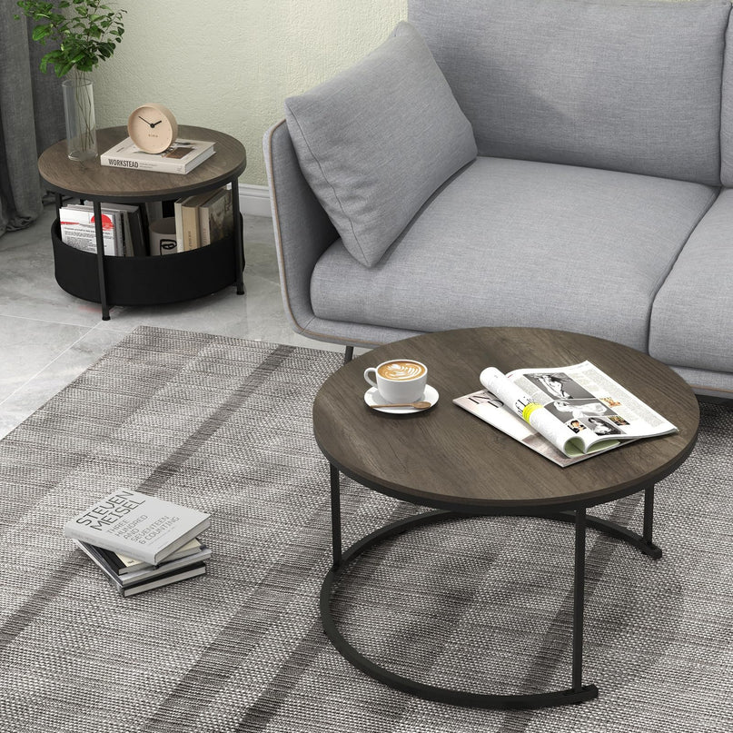 Giantex Nesting Table Set of 2 Small Wood Nesting Tables for Living Room Bedroom