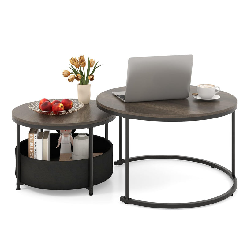 Giantex Nesting Table Set of 2 Small Wood Nesting Tables for Living Room Bedroom