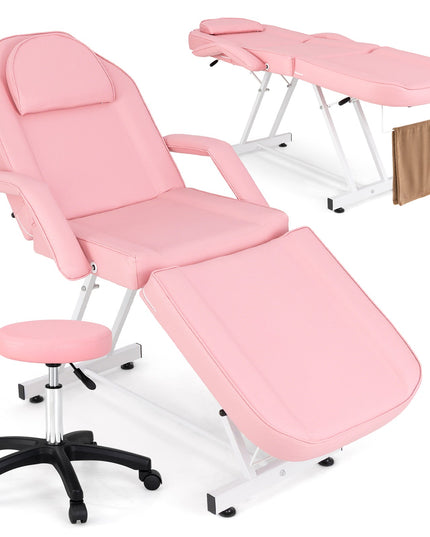 Giantex 73" Facial Chair with Hydraulic Stool, Tattoo Chair with with Adjustable Backrest & Legrest