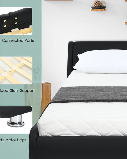 Giantex Bed Frame, Upholstered Mattress Foundation with Adjustable Headboard (Full/Queen)
