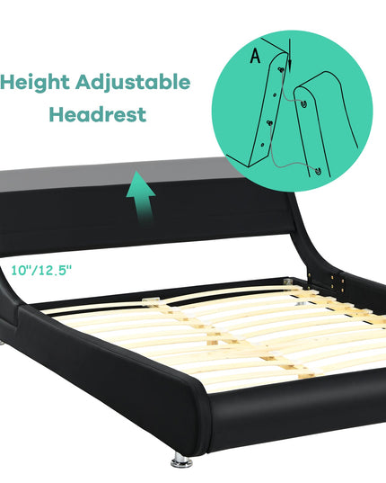 Giantex Bed Frame, Upholstered Mattress Foundation with Adjustable Headboard (Full/Queen)