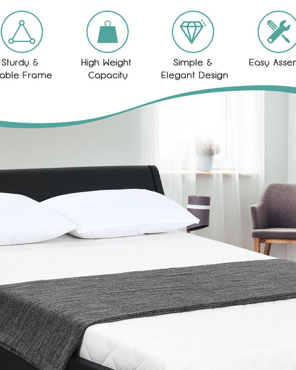 Giantex Bed Frame, Upholstered Mattress Foundation with Adjustable Headboard (Full/Queen)
