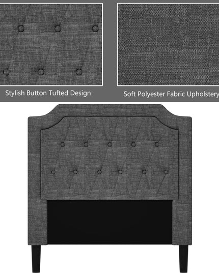 Twin Size Upholstered Bed Base with Button Stitched Headboard