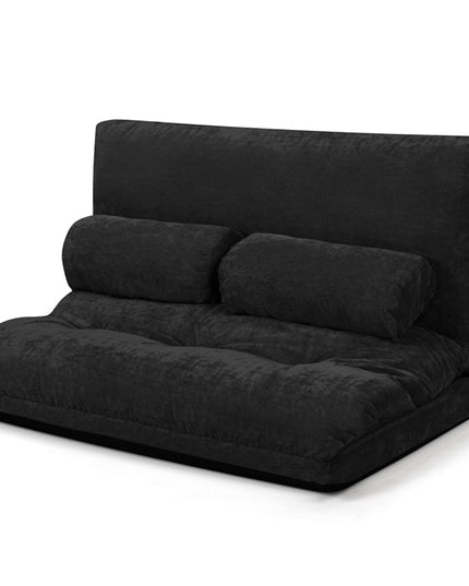 Adjustable Floor Sofa Couch with 2 Pillows, Multi-Functional 6-Position Foldable Lazy Sofa Sleeper Bed