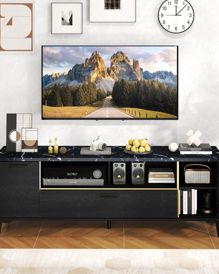 Giantex TV Stand for TVs up to 75", 63-Inch Mid Century Modern Entertainment Center with Flip Door Cabinet
