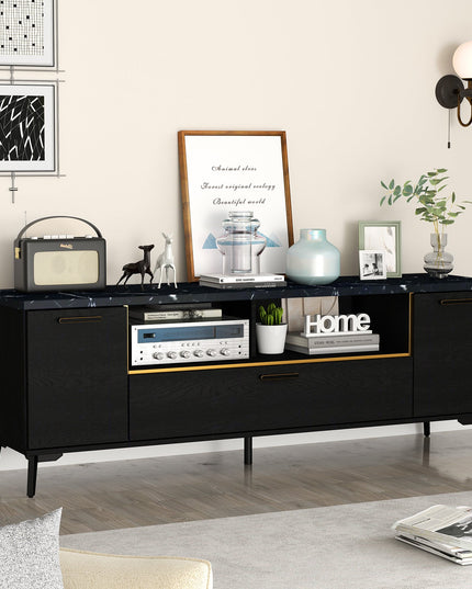 Giantex TV Stand for TVs up to 75", 63-Inch Mid Century Modern Entertainment Center with Flip Door Cabinet