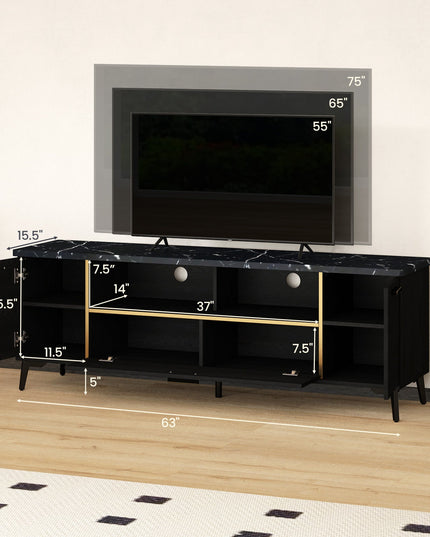 Giantex TV Stand for TVs up to 75", 63-Inch Mid Century Modern Entertainment Center with Flip Door Cabinet