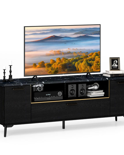 Giantex TV Stand for TVs up to 75", 63-Inch Mid Century Modern Entertainment Center with Flip Door Cabinet