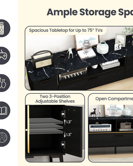 Giantex TV Stand for TVs up to 75", 63-Inch Mid Century Modern Entertainment Center with Flip Door Cabinet