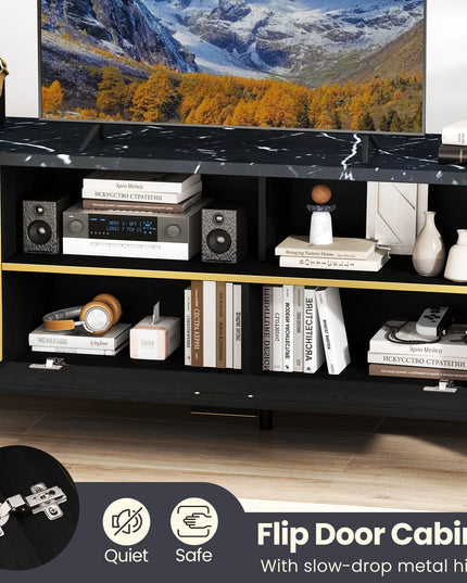 Giantex TV Stand for TVs up to 75", 63-Inch Mid Century Modern Entertainment Center with Flip Door Cabinet