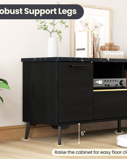 Giantex TV Stand for TVs up to 75", 63-Inch Mid Century Modern Entertainment Center with Flip Door Cabinet