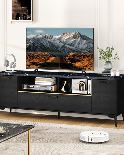 Giantex TV Stand for TVs up to 75", 63-Inch Mid Century Modern Entertainment Center with Flip Door Cabinet