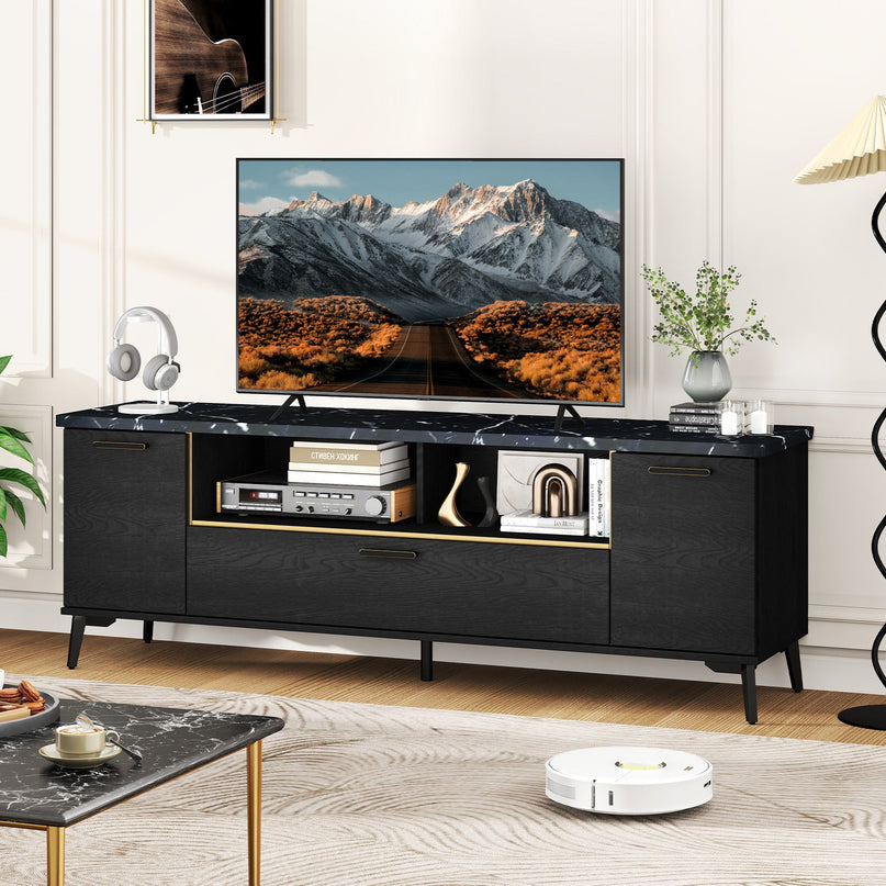 Giantex TV Stand for TVs up to 75", 63-Inch Mid Century Modern Entertainment Center with Flip Door Cabinet