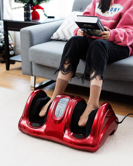 Giantex Nerve Pain Therapy Spa Gift Deep Kneading Rolling Massage for Leg Calf Ankle, Burgundy/Red/Black/Gray - Giantexus