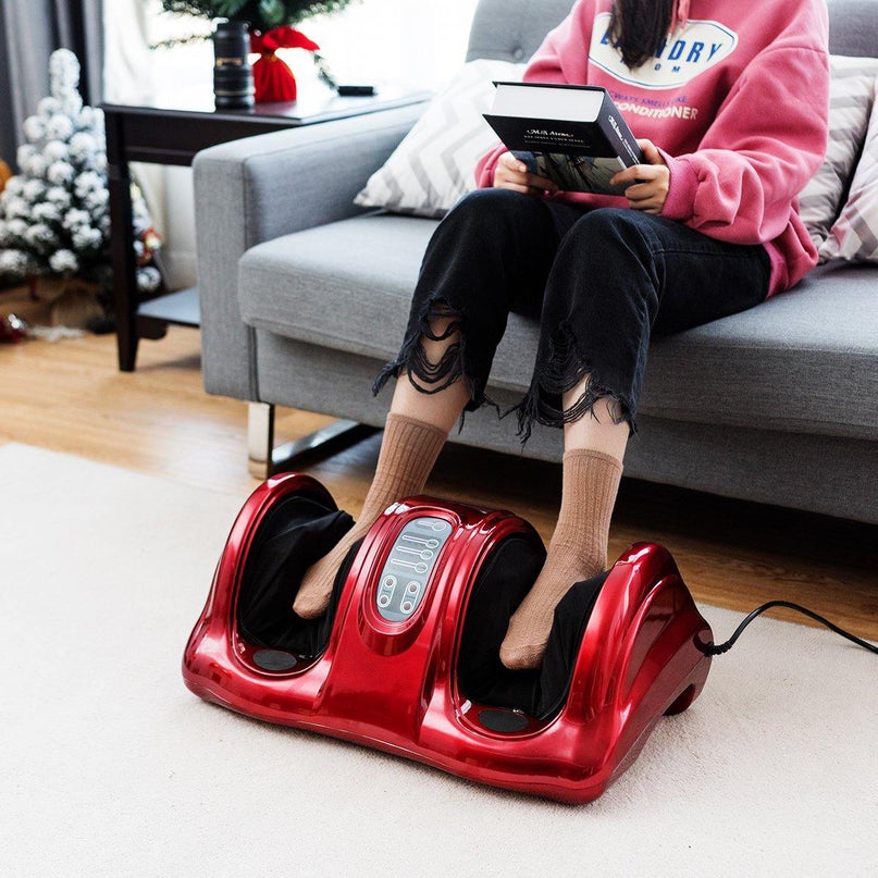 Giantex Nerve Pain Therapy Spa Gift Deep Kneading Rolling Massage for Leg Calf Ankle, Burgundy/Red/Black/Gray - Giantexus