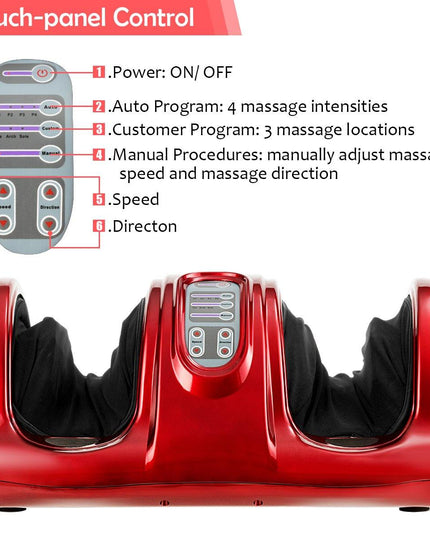 Giantex Nerve Pain Therapy Spa Gift Deep Kneading Rolling Massage for Leg Calf Ankle, Burgundy/Red/Black/Gray - Giantexus