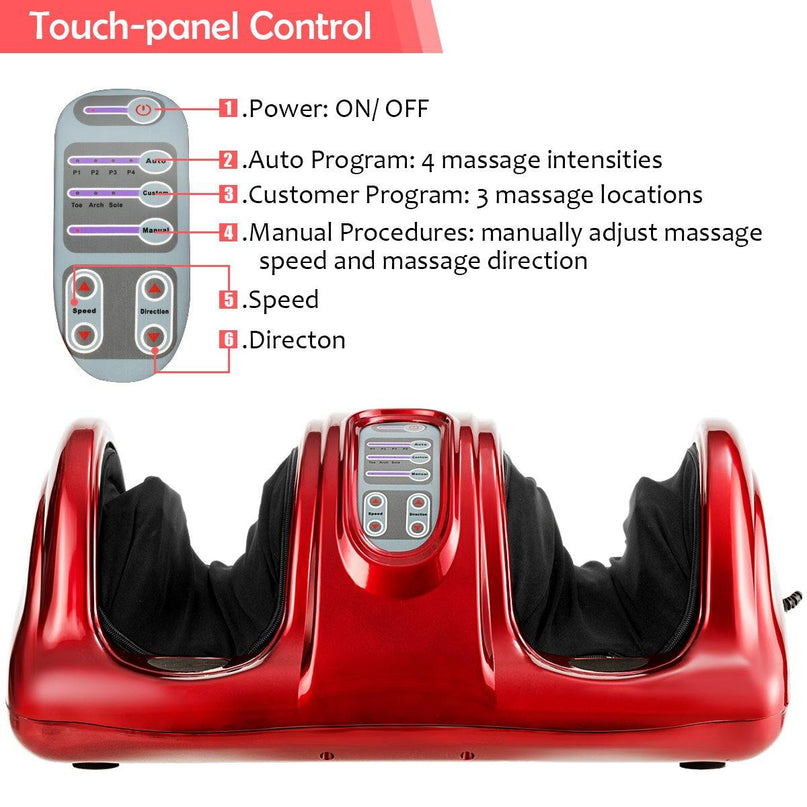 Giantex Nerve Pain Therapy Spa Gift Deep Kneading Rolling Massage for Leg Calf Ankle, Burgundy/Red/Black/Gray - Giantexus