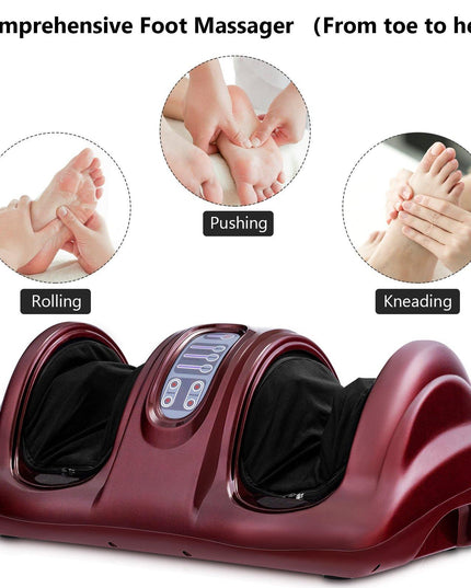 Giantex Nerve Pain Therapy Spa Gift Deep Kneading Rolling Massage for Leg Calf Ankle, Burgundy/Red/Black/Gray - Giantexus