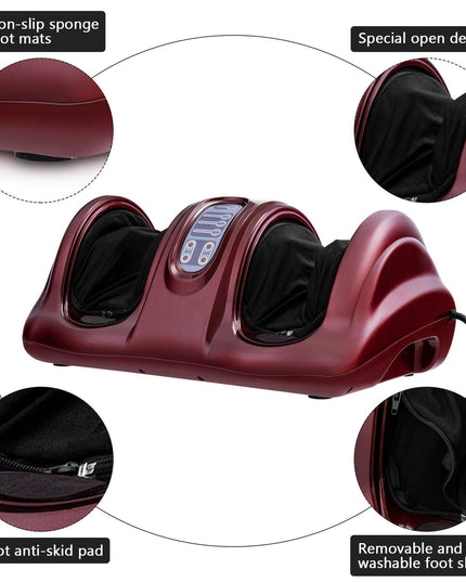 Giantex Nerve Pain Therapy Spa Gift Deep Kneading Rolling Massage for Leg Calf Ankle, Burgundy/Red/Black/Gray - Giantexus