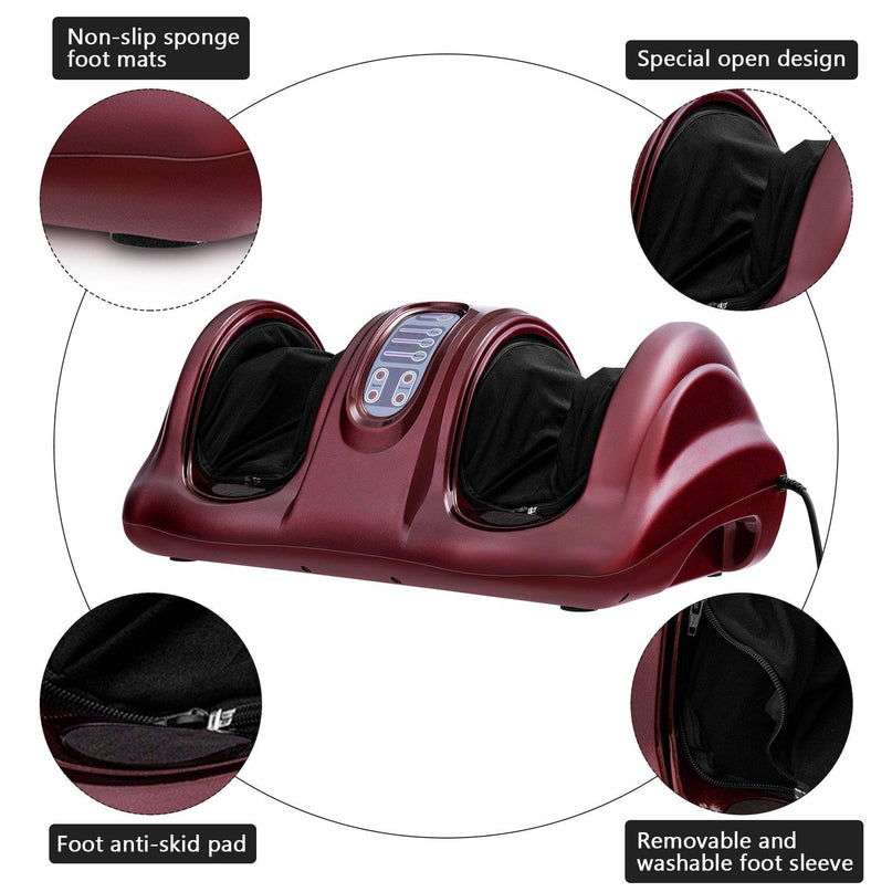 Giantex Nerve Pain Therapy Spa Gift Deep Kneading Rolling Massage for Leg Calf Ankle, Burgundy/Red/Black/Gray - Giantexus