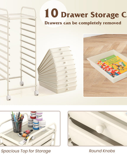 Giantex Rolling Storage Cart on Wheels with 10 Drawers