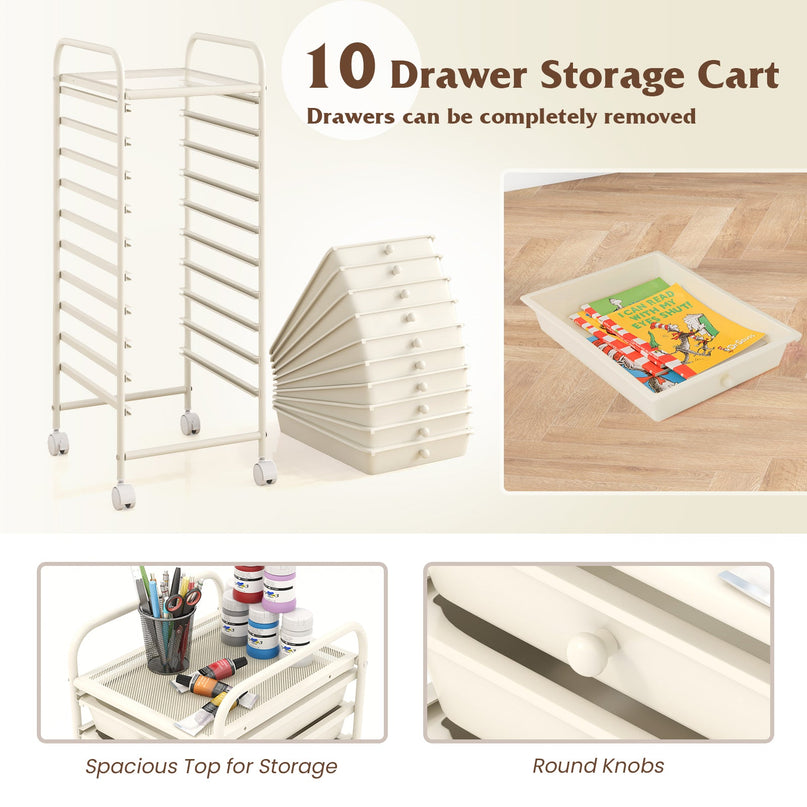 Giantex Rolling Storage Cart on Wheels with 10 Drawers