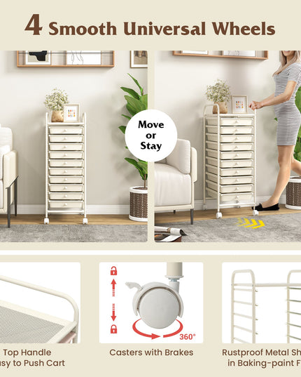 Giantex Rolling Storage Cart on Wheels with 10 Drawers