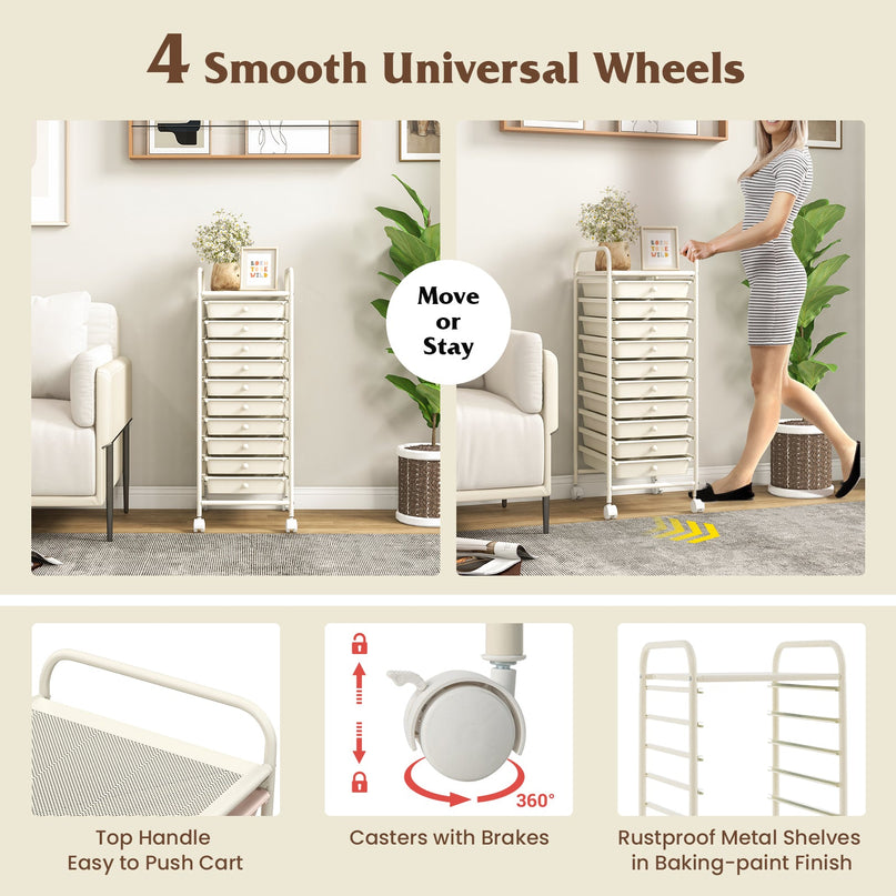 Giantex Rolling Storage Cart on Wheels with 10 Drawers