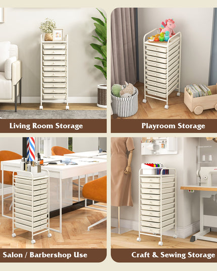 Giantex Rolling Storage Cart on Wheels with 10 Drawers