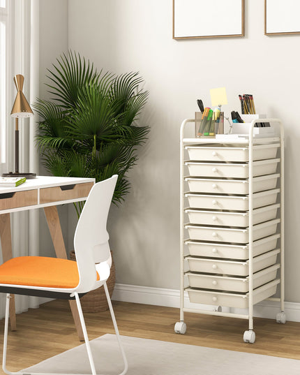 Giantex Rolling Storage Cart on Wheels with 10 Drawers
