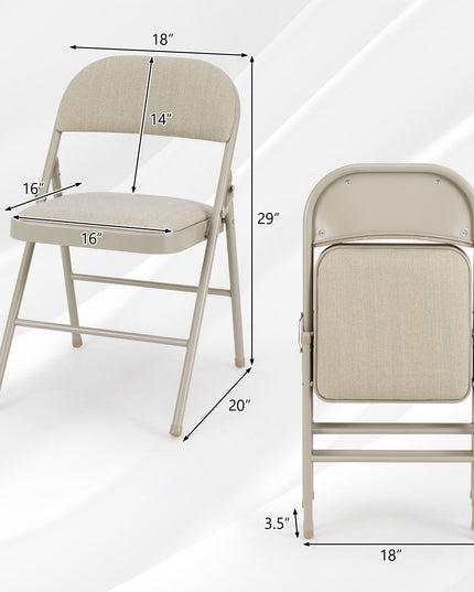 4-Pack Folding Chairs with Metal Frame and Fabric Upholstered Padded Seat