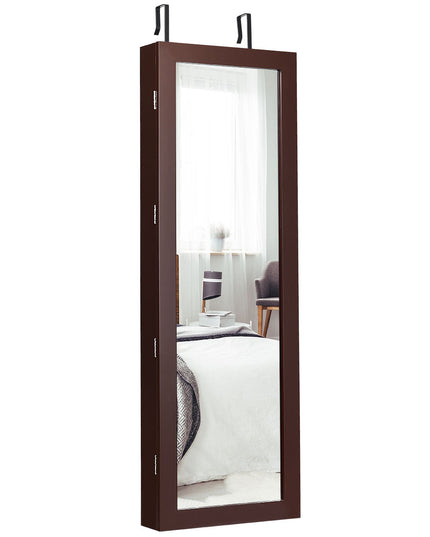 Wall/Door Mounted Jewelry Armoire Organizer with 2 LED Lights