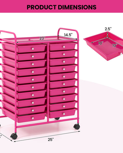 Giantex Storage Drawer Carts, 20-Drawer Organizer, Utility Cart on Wheels