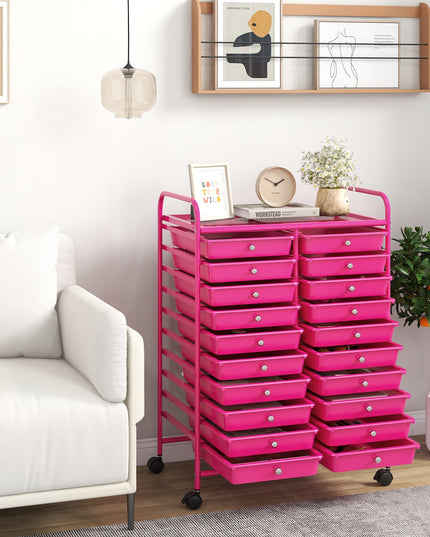 Giantex Storage Drawer Carts, 20-Drawer Organizer, Utility Cart on Wheels
