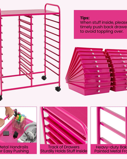 Giantex Storage Drawer Carts, 20-Drawer Organizer, Utility Cart on Wheels