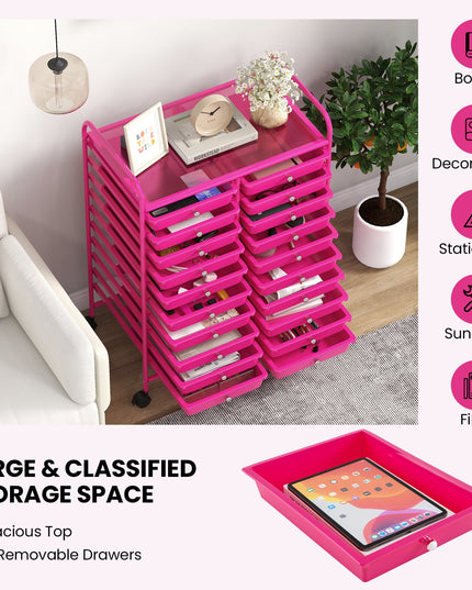 Giantex Storage Drawer Carts, 20-Drawer Organizer, Utility Cart on Wheels