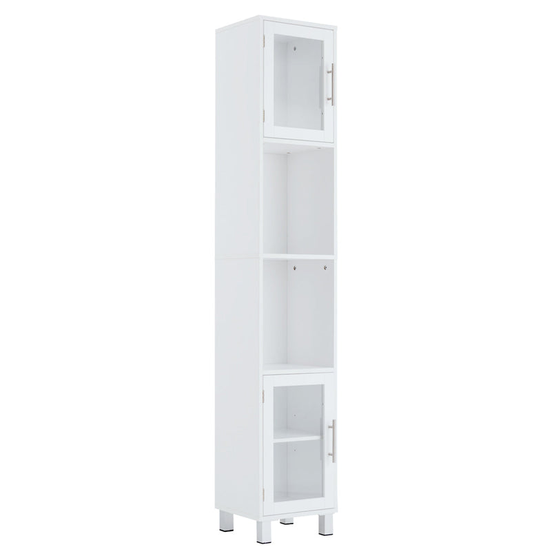 Tall Bathroom Cabinet, Home Bedroom Living Room Wood Linen Storage Cabinet Free Standing