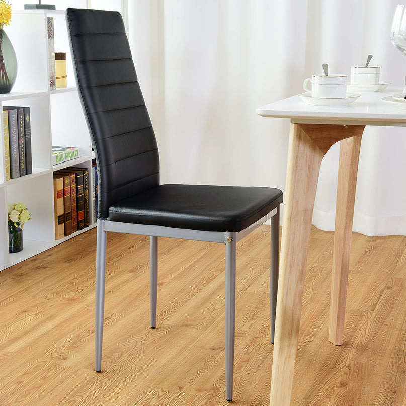 Giantex Set of 4 PU Leather Dining Side Chairs with Padded Seat Foot Cap