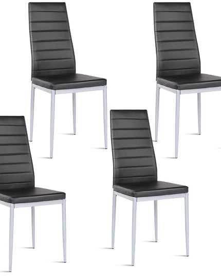 Giantex Set of 4 PU Leather Dining Side Chairs with Padded Seat Foot Cap