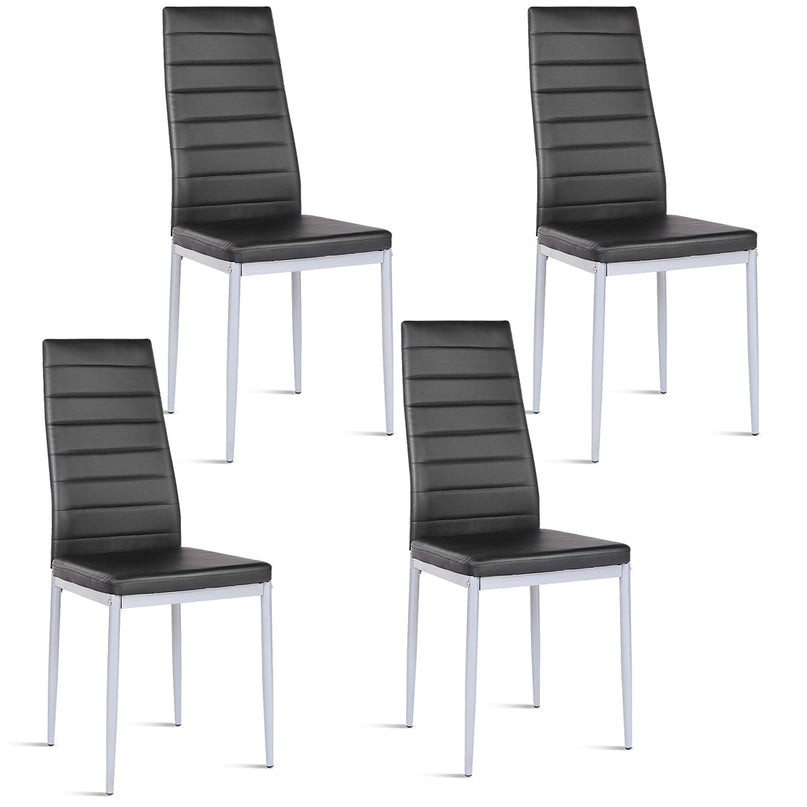 Giantex Set of 4 PU Leather Dining Side Chairs with Padded Seat Foot Cap