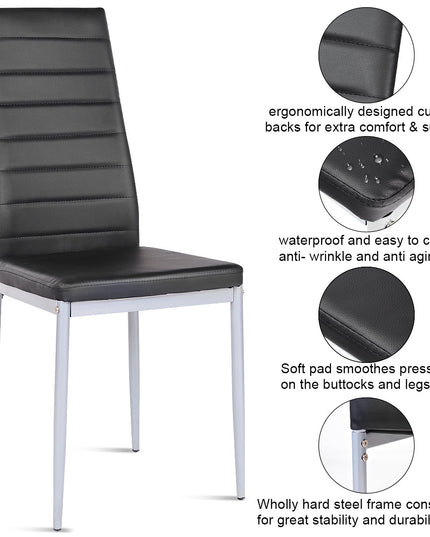 Giantex Set of 4 PU Leather Dining Side Chairs with Padded Seat Foot Cap