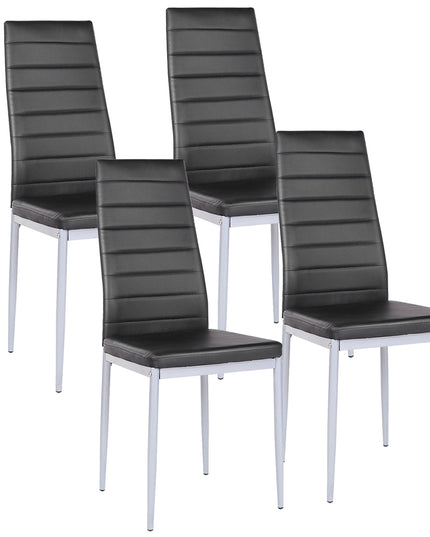Giantex Set of 4 PU Leather Dining Side Chairs with Padded Seat Foot Cap